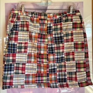 Vintage Madras Plaid Patchwork Skirt 100% Cotton, Size 14